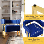 STHOUYN Modern Black Boucle Dining Chairs Set of 4 with Gold Metal Legs, Mid Century Barrel Kitchen Chairs Set, Upholstered Accent Armchairs Dining Room Set, Living Room, Apartment (Blue, 2pcs)