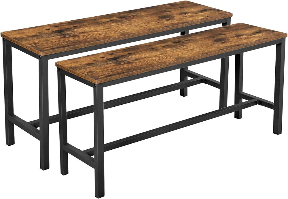 VASAGLE Dining Bench, Pair of 2, Industrial Style, Steel Frame, for Kitchen, ...