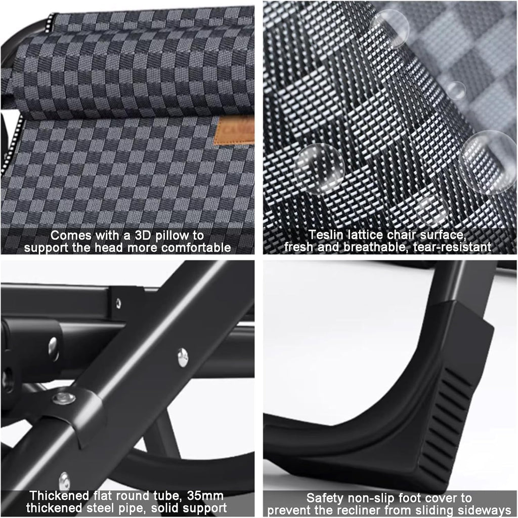 Gravity Chair, All Weather Reclining Lounge with Removable Headrest, Folding Lawn Recliner for Indoor
