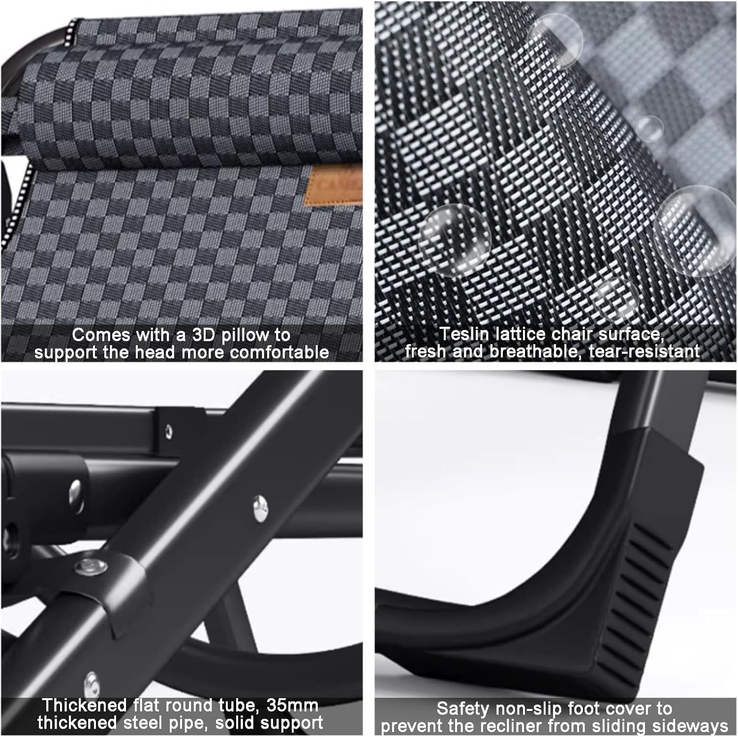 Gravity Chair, All Weather Reclining Lounge with Removable Headrest, Folding Lawn Recliner for Indoor