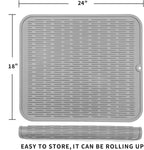Silicone Dish Drying Mat for Multiple Usage,Easy clean,Eco-friendly,Heat-resistant Silicone Mat for Kitchen Counter or Sink,Refrigerator or Drawer Liner Grey 2XL 24 inches x 18 inches