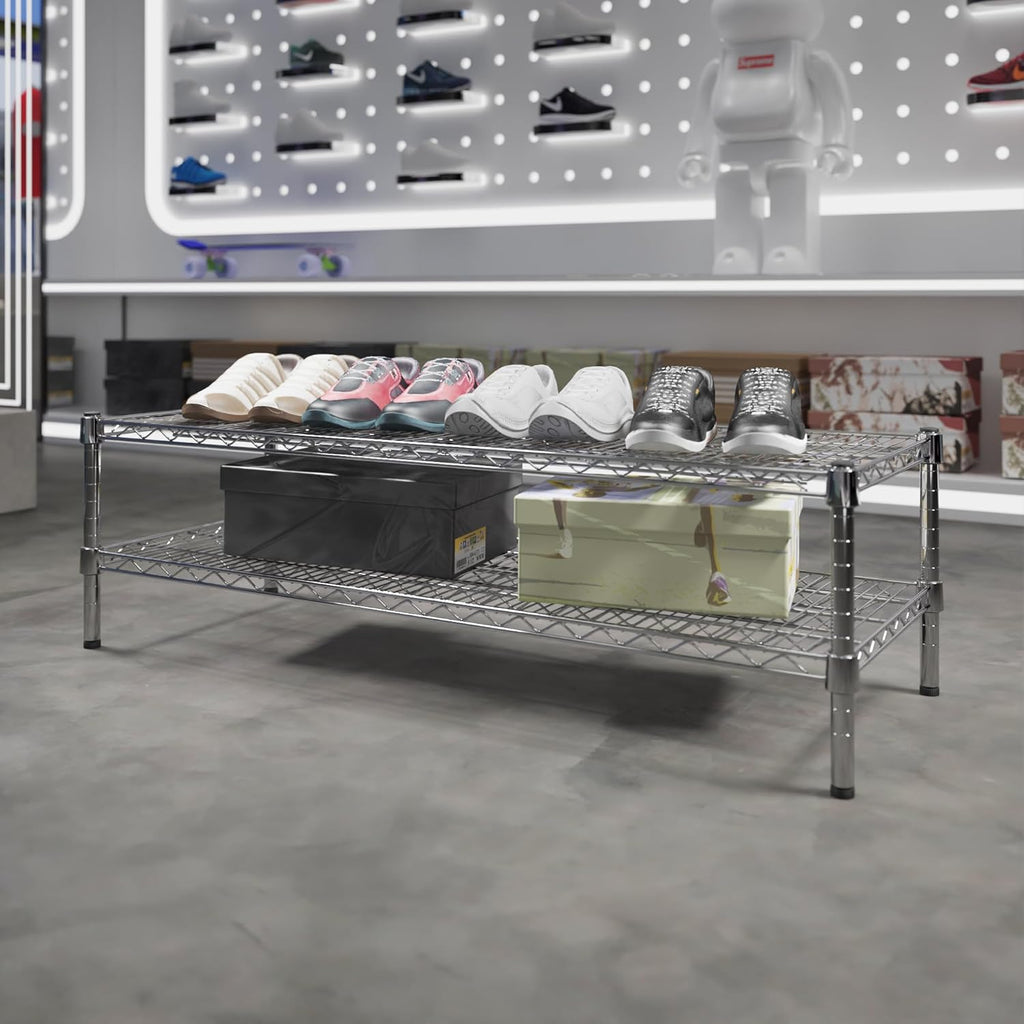 18" Deep x 48" Wide x 14" Height Wire Shelving Kit | 2-Tier | NSF Commercial Storage Rack Unit
