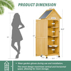Wooden Outdoor Storage Cabinet,Tall Vertical Garden Tool Shed with Waterproof Metal Roof & Adjustable Feet – Perfect for Yard, Patio, Lawn & Deck (Yellow, 22" x 26" x 67")