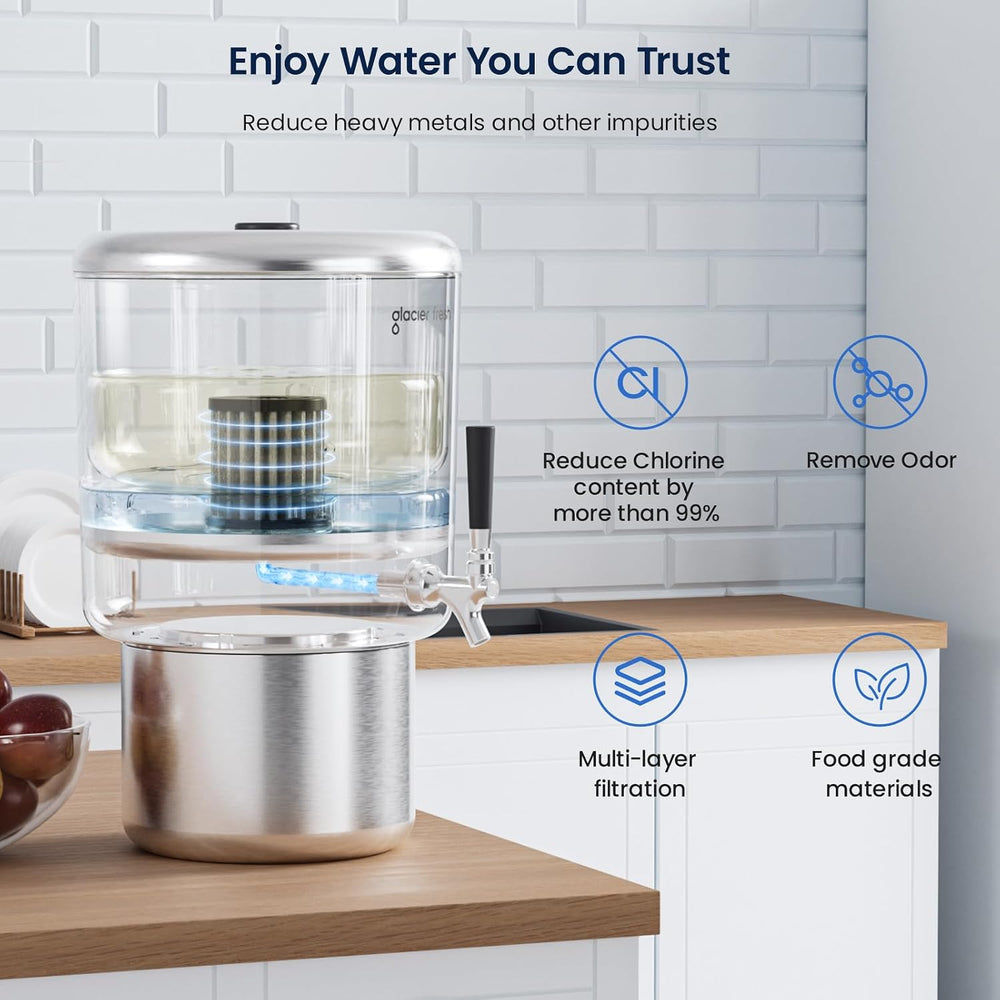 GLACIER FRESH PC04 Gravity-Fed Countertop Water Filtration System