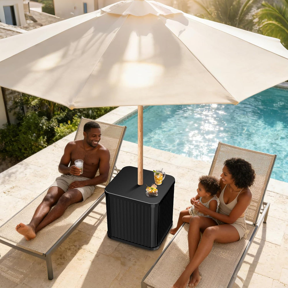 Umbrella Side Table- Outdoor Patio Table with Umbrella Hole | Umbrella Base H...
