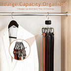 Belt Hanger for Closet, 3 Pack Belt Organizer for Closet Space Saving & Storage, 360° Rotatable & Foldable Hooks, Large Capacity Holder Rack for Tie, Tank Top, Bra, Purse, Hat (Black)
