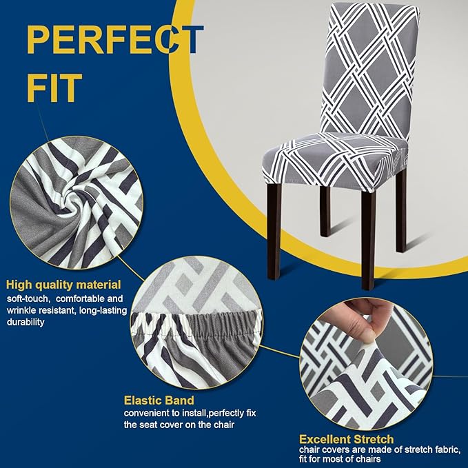 Chair Covers, Dining Room Chair Covers, Stretch Kitchen Chair Covers/Dining Chair Covers for Dining Room 8 Pack, Removable Washable Dining Chair Slipcovers for Home, Hotel, Banquet