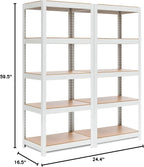 HOMEDANT House 5 Tier 24.4" W Laminated Metal Shelving Unit Adjustable Storage Utility Rack Heavy Duty Shelves Organization Multipurpose Shelf Kitchen Garage Pantry Closet 2 Pack
