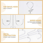 ZEDODIER 2 Pack Purse Organizer for Closet, Rotatable Purse Hanger Bag Holder, Max 16 Storage Capacity Backpack Rack, Metal Space Saving Hanger, Silver