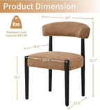 VKNOW Wooden Dining Chairs Set of 2, Modern Upholstered Dining Room Chairs with Black Rubberwood Legs and Curved Backrest, Fabric Kitchen Chairs for Dining Room, Orange(Black Legs)