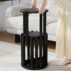 Stackable Stools Set of 4,Wood Stool,18 Inch Stool,Stacking Stools,Nesting Table,Sturdy and Durable,No Installation Required,Top Stackable Round Side Table (Black Barstool)