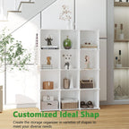 C&AHOME Cube Storage Organizer, 12-Cube Shelves Units, Closet Cabinet, DIY Plastic Modular Book Shelf, Ideal for Bedroom, Living Room, Office, 36.6" L x 12.4" W x 48.4" H Milky UPCS12M