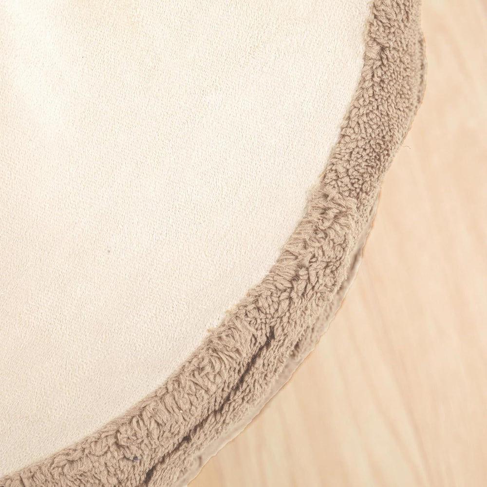 Round Ottoman Pouf Foot Stool, Khaki, 20x14 In,Hassock,Sofa Couch Foot Rest |...