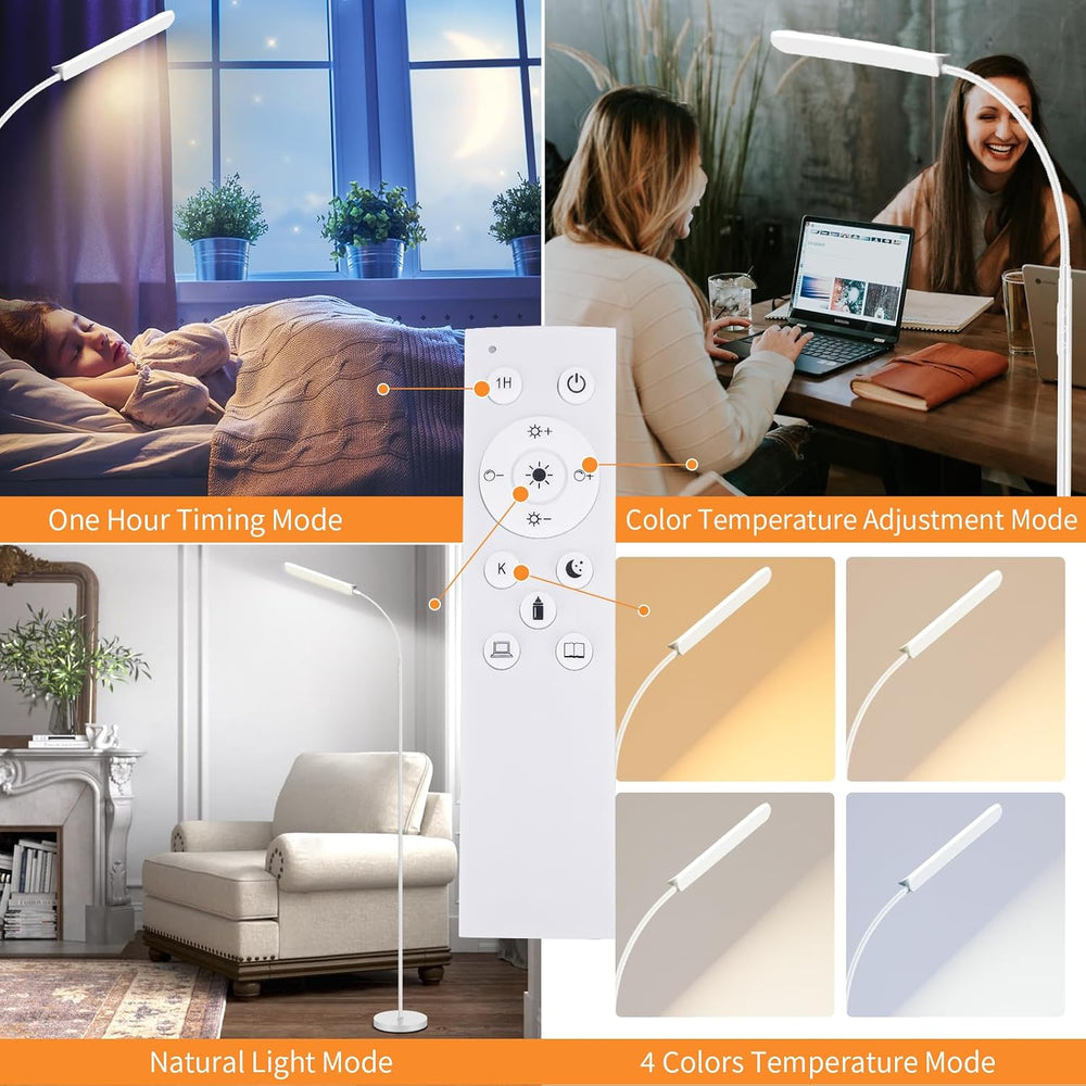 FRIDEKO HOME 2 Pack Floor Lamps for Living Room Reading Light, 1800LM White