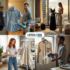 Deluxe | Adjustable Standing Garment Steaming Rack with Hanger | Fast, Foldable, Portable Clothes Steam Ironing Solution for Travel & Home