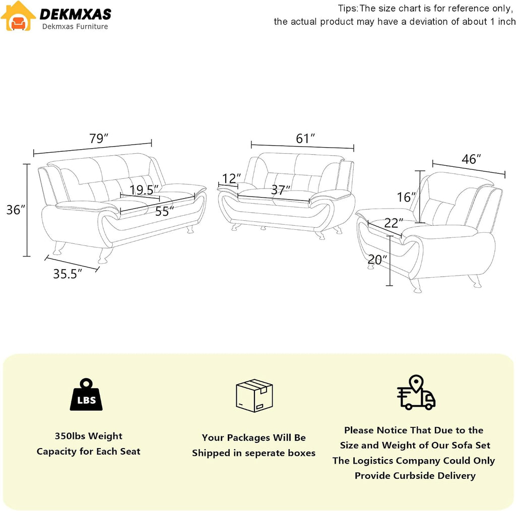 Living Room Furniture Sets, Red Faux Leather Sofa Couch for Living Room, Sofa and Loveseat for Office, Bedroom, Apartment
