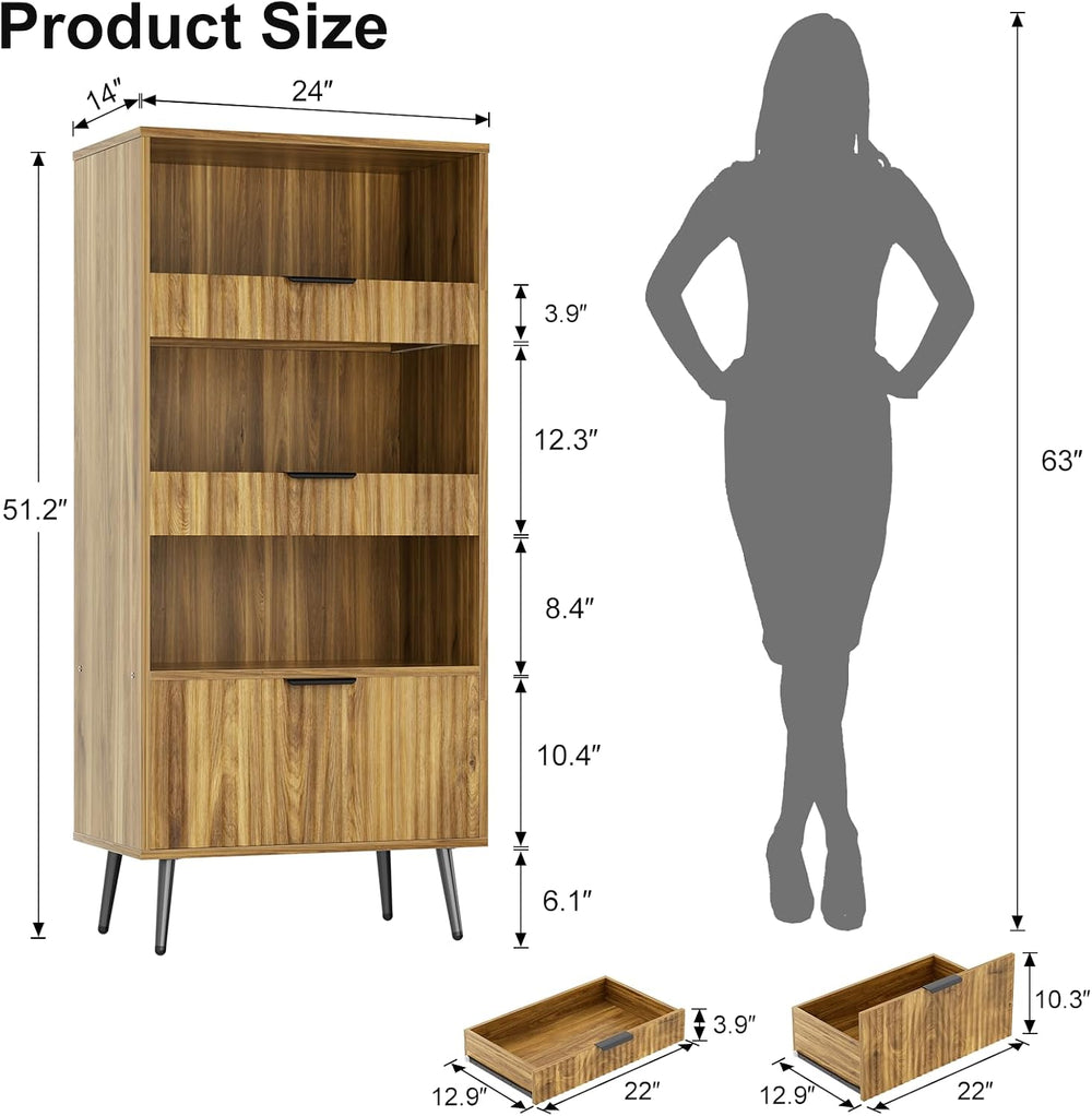 Bathroom Storage Cabinet Set of 2, 47.2" Wide 5-Tier Freestanding Pantry...