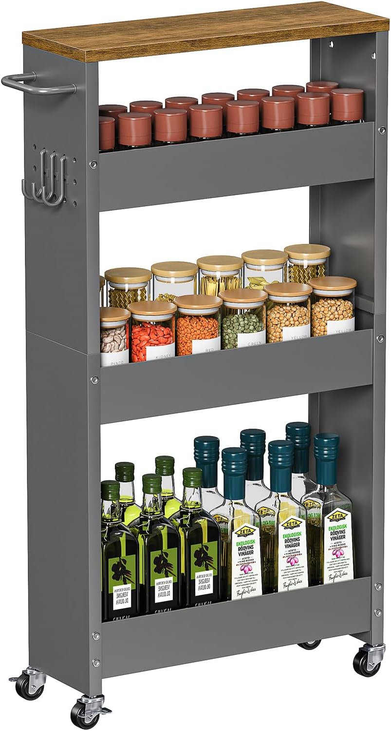 XYZLVSI Slim Storage Cart, Narrow Kitchen Rolling Cart for Small Spaces | 5.9...
