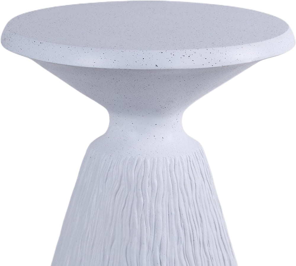 IRONORA Textured Concrete Accent Side Table, Hourglass Shaped Round Outdoor E...