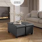 STORAGEBUD Storage Ottoman Bench with Bins, 30-in Storage Bench for Bedroom End of Bed, Folding Foot Rest Ottoman for Living Room Max 660lbs, Faux Leather Ottomans, Grey