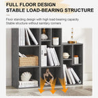 VECELO 3-Tier Small Bookcase, 4 Cube Bookshelf with Height Difference Shelves for Most Books, Modern Floor Standing Unit, Each Shelf Hold Up to 66 LBS for Living Room Bedroom, Grey