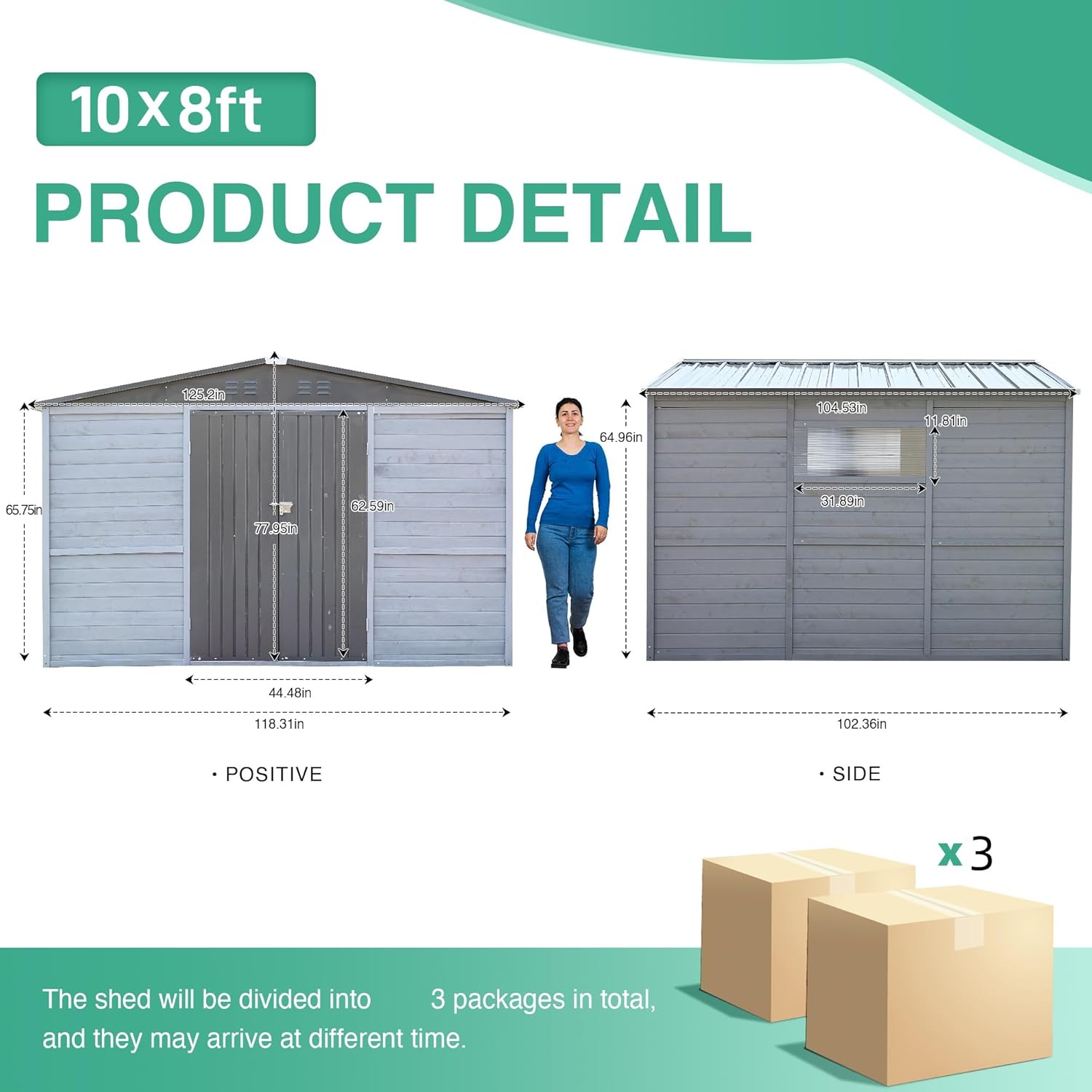10x8 FT Wood Storage Shed, Large Outdoor Storage Shed with Lockable Door, Window and Vents,Outside Waterproof Wooden Metal Tool Storage for Garden, Patio, Lawn, Backyard (Gray)