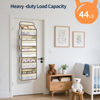 Yecaye Over The Door Organizer Storage, 5-Tier Heavy Duty Door Organizers Hanging with 10 Side Mesh Pockets, 44 lbs Load Capacity Behind Door Storage for Bathroom Nursery Bedroom Dorm Closet, Beige