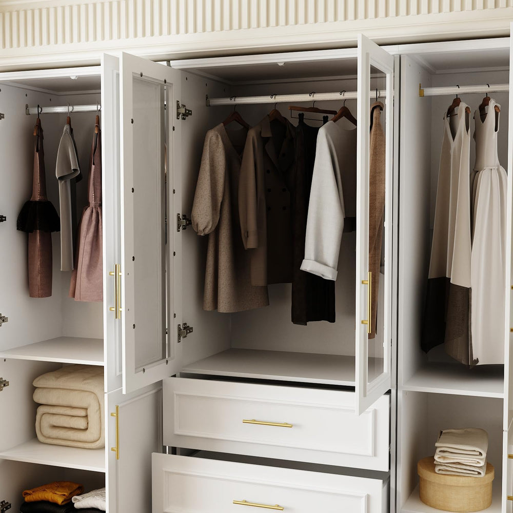 FUFU&GAGA Wardrobe Closet Collection with Doors, Modern White Bedroom Arm...