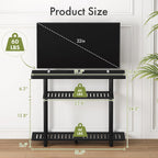 Bamboo TV Stand, Small TV Stands for up to 32 Inch, 3-Tier Entertainment Center TV Shelf with Storage, Sturdy Corner TV Stand for Bedroom, Black, 31.5 x 24.2 x 11.8 inches