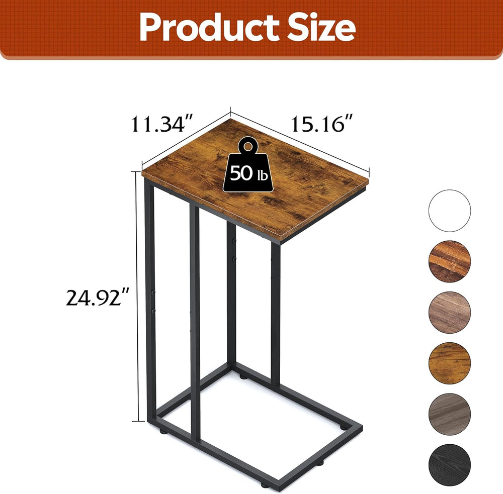 WLIVE C Shaped End Table, Small Side Table for Couch, Sofa, TV Tray C Table f...