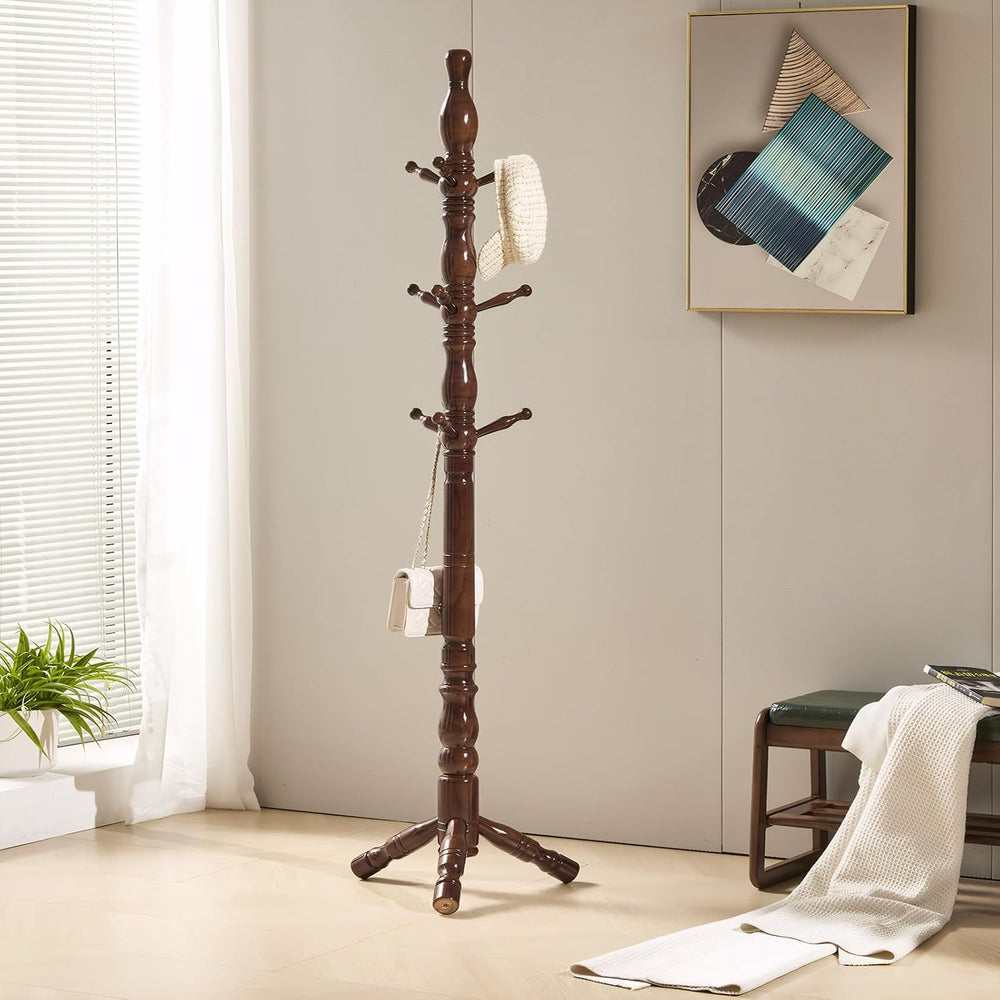 Coat Rack, Natural Wood Coat Racks with 3 Height Options and 9 Hooks,Coat Tre...