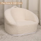 Mini Toddler Chair Comfy - 17.3'' Compact Kids Couch with Carry Handle, Soft Teddy Plush Toddle Chair, Washable Cover & Sturdy Design for Nursery & Playroom - White