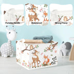 Clasty Animal Flower Kid Storage Basket Foldable Laundry Hamper, 36L Fox | Rectangle Clothes Book Gift Toy Organizer Bin, Playroom Bedroom Bathroom, Deer Raccoon, Girl Woodland Nursery Decor Basket