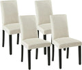 VECELO Upholstered Dining Chairs Set of 4, Modern Fabric and Solid Wood Legs & High Back for Kitchen/Living Room- Beige