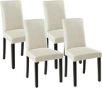 VECELO Upholstered Dining Chairs Set of 4, Modern Fabric and Solid Wood Legs & High Back for Kitchen/Living Room- Beige