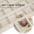 Velvet Jewelry Tray 48 Grid Jewelry Display Tray Organizer Box with Transparent Lid Rings Earrings Necklaces Pendants Display Box Suitable for Women and Girls (Beige)