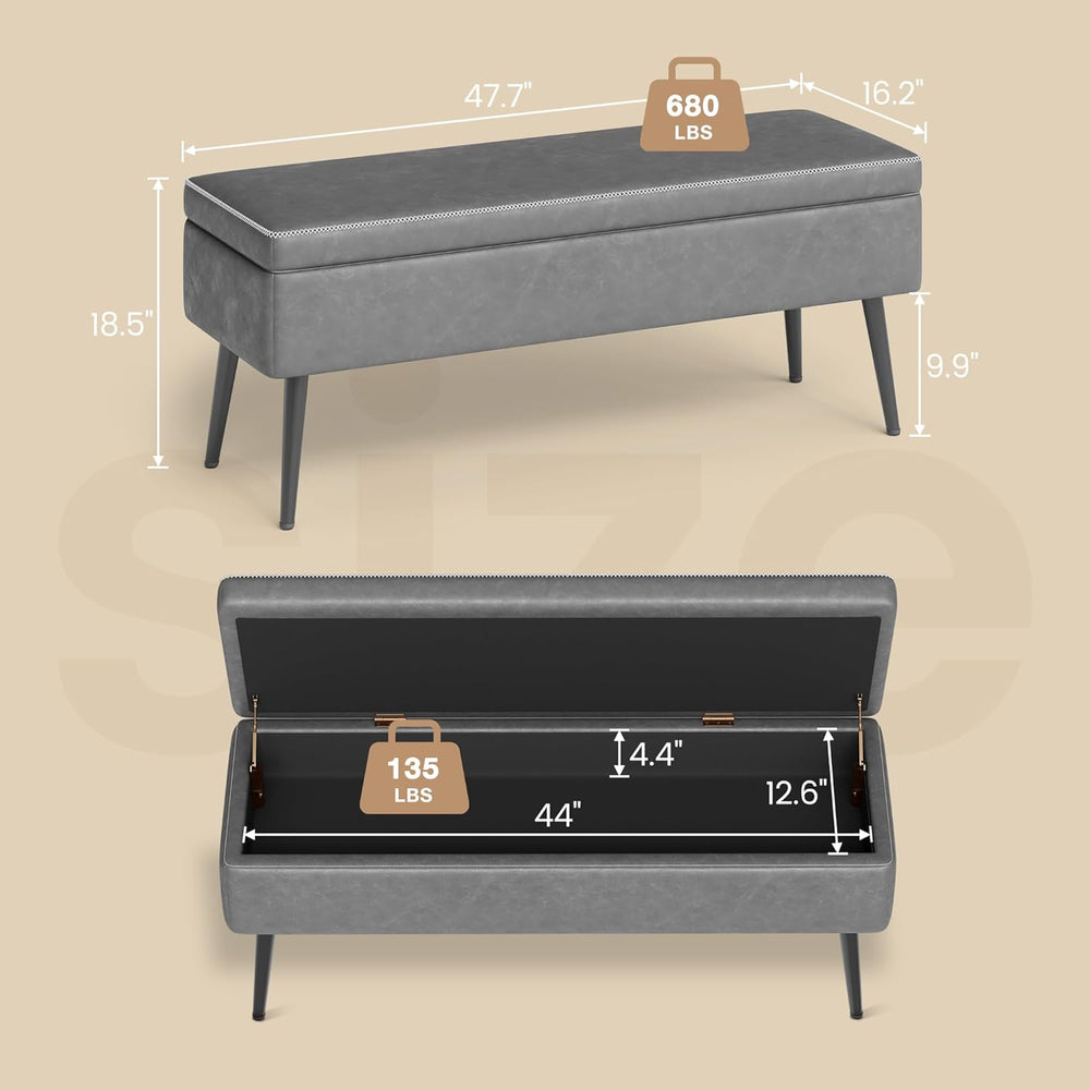 GarveeHome Storage Ottoman Bench, Mid-Century Modern Entryway Bedroom Bench, ...