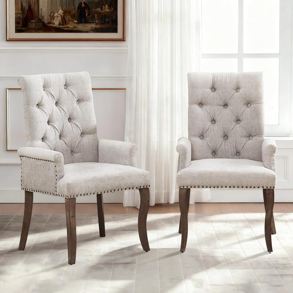 SoarFlash Chenille Dining Chairs Set of 2, Tall Back Side Chair，Modern Uphols...