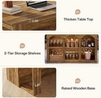 Tribesigns Kitchen Island with Storage, 55-in Counter Height Stationary Kitchen Table with 2-Tier Shelves & Large Worktop, Wooden Coffee Bar Table for Dining Room, Rustic Brown
