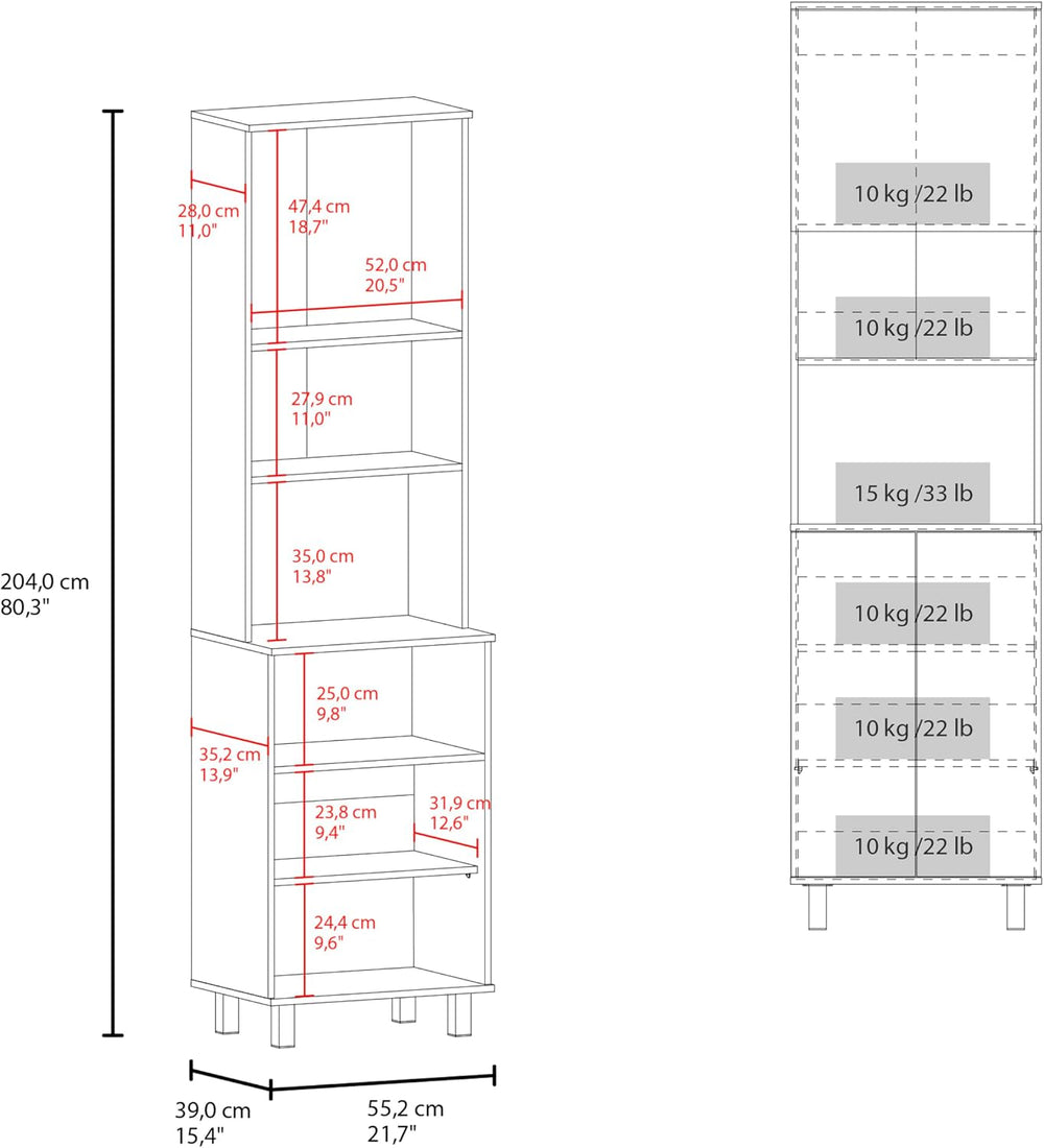 21.7" D*15.4" W*80.3" H Freestanding Storage Cabinet with 4 Sh...