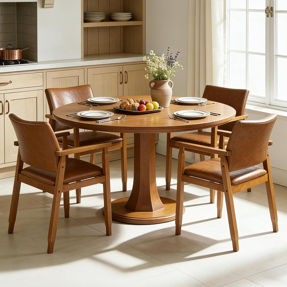 NOBPEINT Mid-Century Modern Dining Chairs with Armrest Set of 1, PU Leather U...