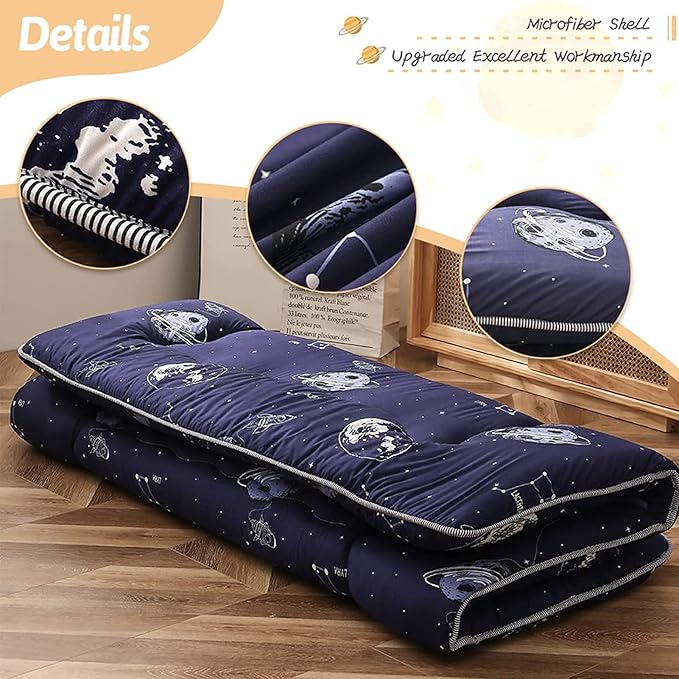MAXYOYO Japanese Floor Mattress Futon Mattress, 4" Thicken Tatami Mat Sleeping Pad Foldable Roll Up Mat Boys Girls Dormitory Pad Kids Floor Lounger Pillow Bed, Charcoal Grey, Queen Size