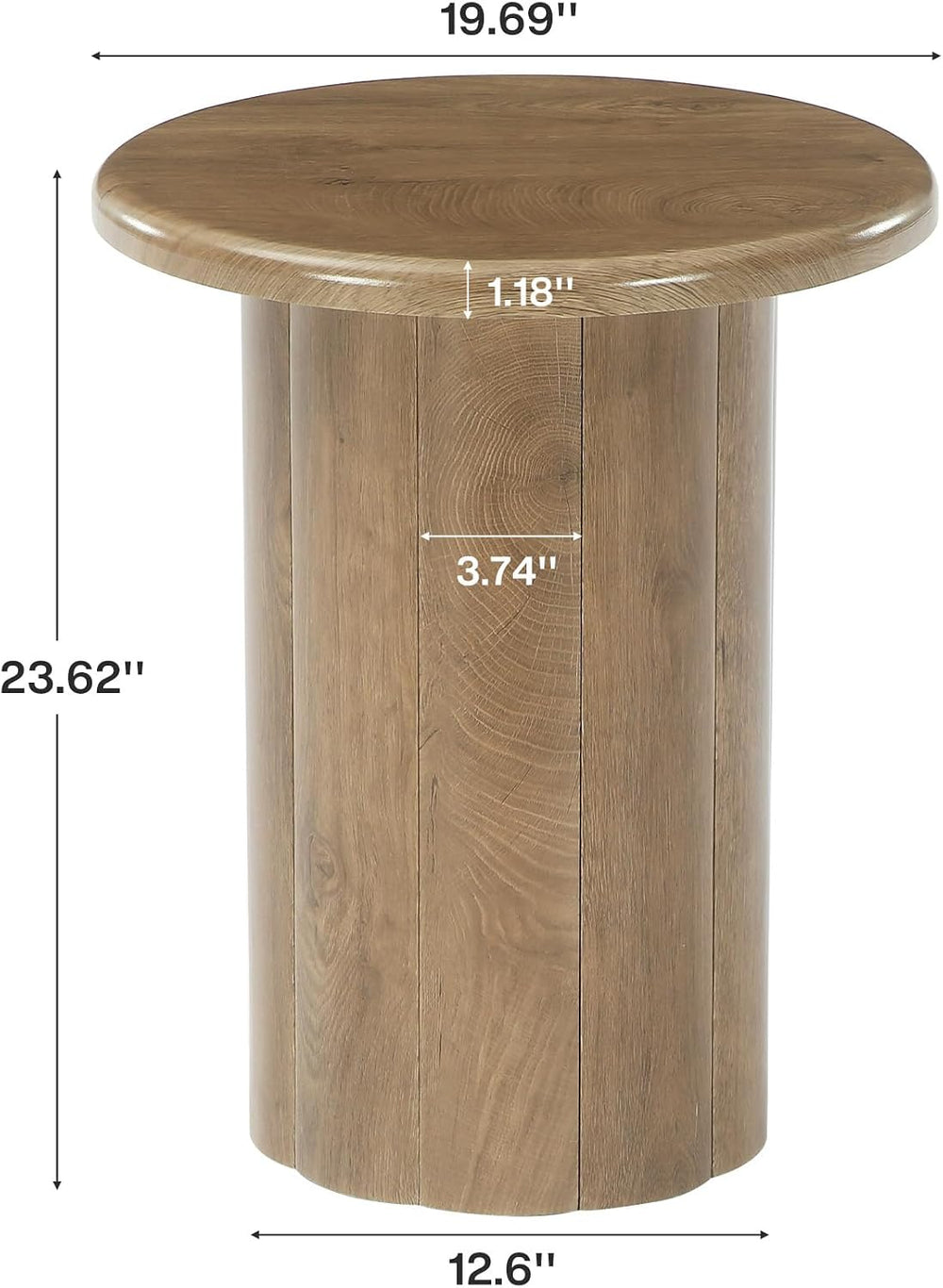 Tribesigns Round Side Table for Living Room, Farmhouse Small End Table with F...