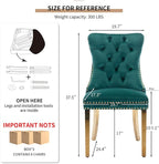 Mid Century Modern Dining Chairs Set of 6, Green Velvet Upholstered Tufted Back, Kitchen & Dining Room Chairs, Gold Metal Legs, Nailhead Trim, Sillas para Comedor (Green, 6 Pcs)