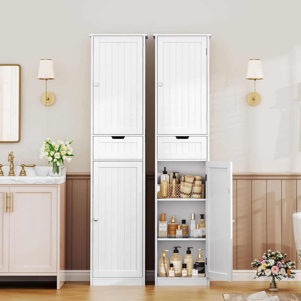 Iwell 67" Tall Bathroom Cabinet, Storage Cabinet with 2 Doors & 1 Dr...