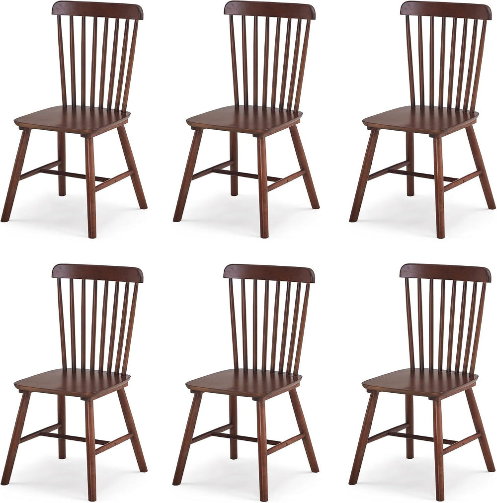 Dining Chairs Set of 6, Farmhouse Solid Wood Windsor Kitchen Chairs Set with ...