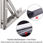 YUMORE 24" Folding Shelf Brackets, Max Load: 330lb Heavy Duty Stainless Steel Collapsible Shelf Bracket for Table Work Bench, Space Saving DIY Bracket, Pack of 2