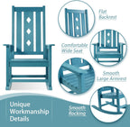Oversized Outdoor Rocking Chair, Porch Rocker with High Back - Blue | All Weather Resistant rocking chair for Lawn Garden, HDPE Patio Rocker with 350lbs Weight Capacity