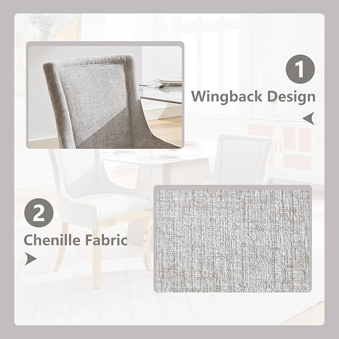 Upholstered Dining Chairs Set of 4, Modern Fabric Side Chairs with Gold Stainless Steel Legs, Accent Kitchen Chairs for Dining Room Table, Beige