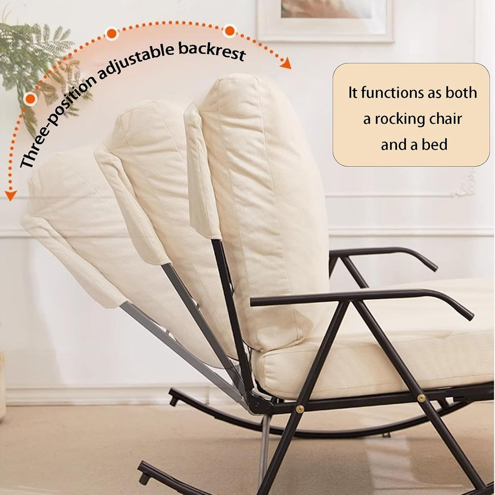 92cm Wide Double Rocking Chair,Featuring an Adjustable backrest and Retractab...